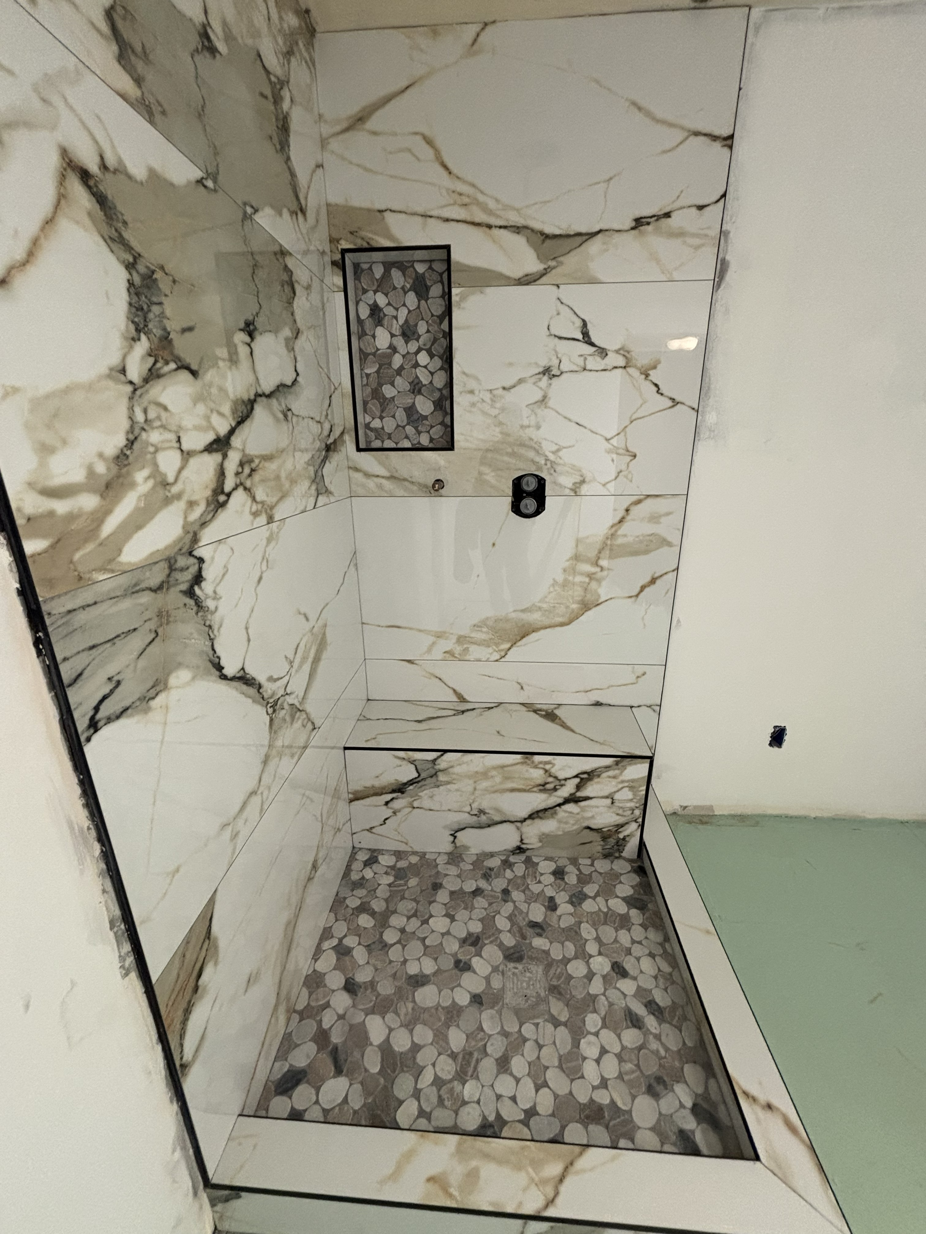 Luxury marble shower bathroom renovation Colorado